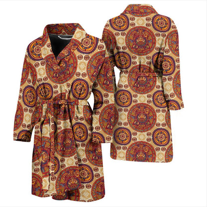 Calendar Aztec Pattern Print Design 01 Men Bathrobe-JORJUNE.COM