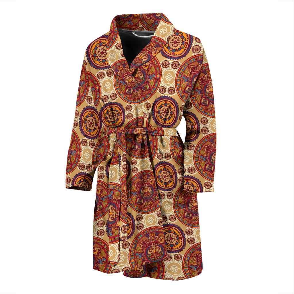 Calendar Aztec Pattern Print Design 01 Men Bathrobe-JORJUNE.COM