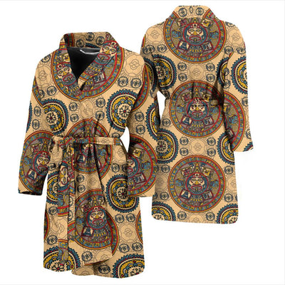 Calendar Aztec Pattern Print Design 02 Men Bathrobe-JORJUNE.COM