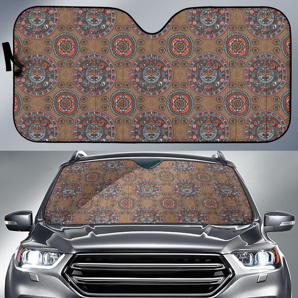 Calendar Aztec Pattern Print Design 03 Car Sun Shade-JORJUNE.COM