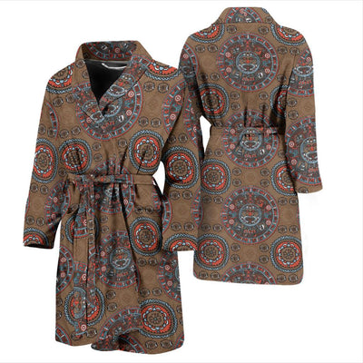 Calendar Aztec Pattern Print Design 03 Men Bathrobe-JORJUNE.COM