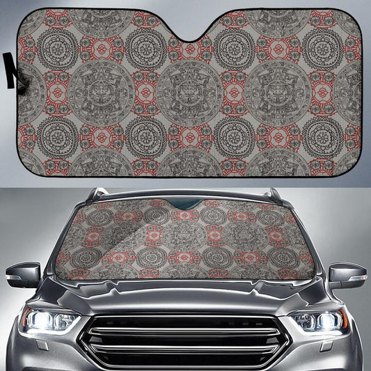 Calendar Aztec Pattern Print Design 04 Car Sun Shade-JORJUNE.COM