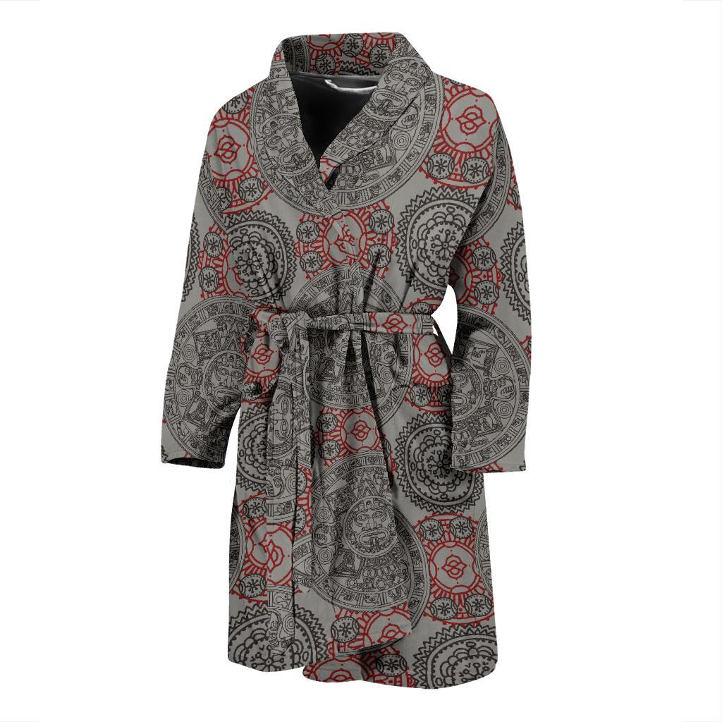 Calendar Aztec Pattern Print Design 04 Men Bathrobe-JORJUNE.COM