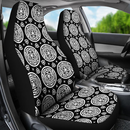 Calendar Aztec White Black Print Pattern Universal Fit Car Seat Covers