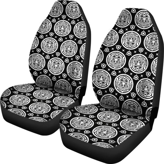 Calendar Aztec White Black Print Pattern Universal Fit Car Seat Covers
