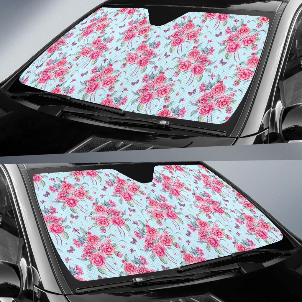 Camellia Pattern Print Design 01 Car Sun Shade-JORJUNE.COM
