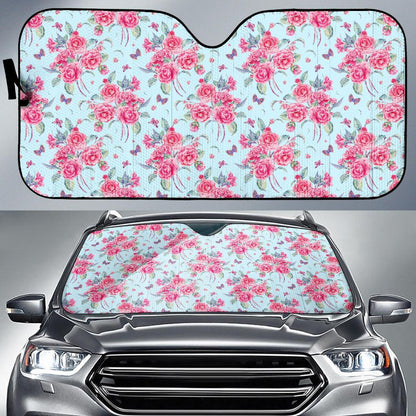 Camellia Pattern Print Design 01 Car Sun Shade-JORJUNE.COM
