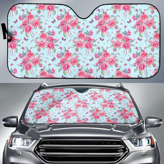 Camellia Pattern Print Design 01 Car Sun Shade-JORJUNE.COM