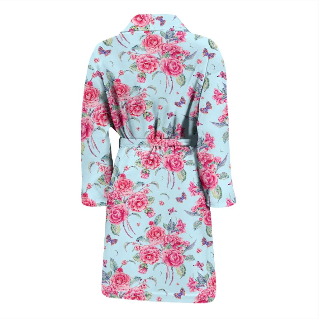 Camellia Pattern Print Design 01 Men Bathrobe-JORJUNE.COM