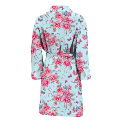 Camellia Pattern Print Design 01 Men Bathrobe-JORJUNE.COM