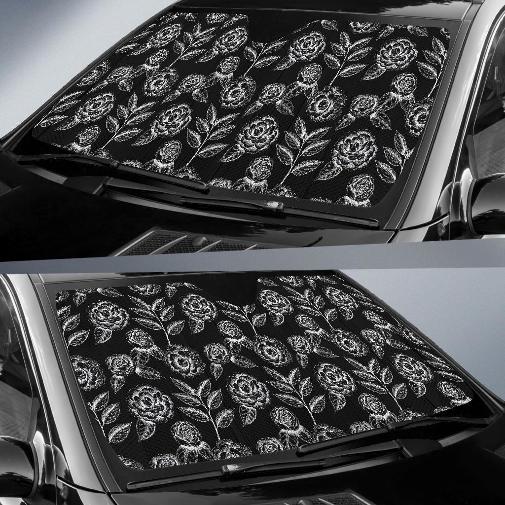Camellia Pattern Print Design 02 Car Sun Shade-JORJUNE.COM