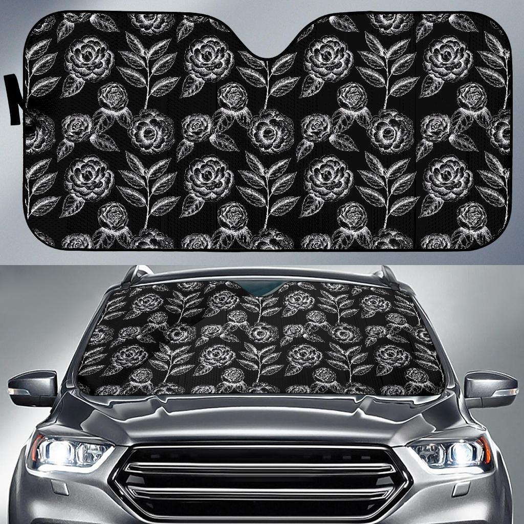 Camellia Pattern Print Design 02 Car Sun Shade-JORJUNE.COM