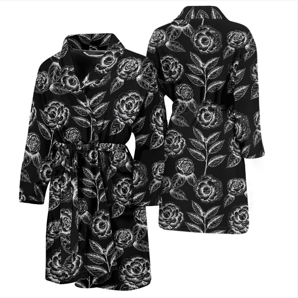 Camellia Pattern Print Design 02 Men Bathrobe-JORJUNE.COM