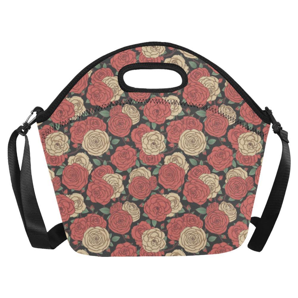 Camellia Pattern Print Design CM01 Neoprene Lunch Bag-JorJune