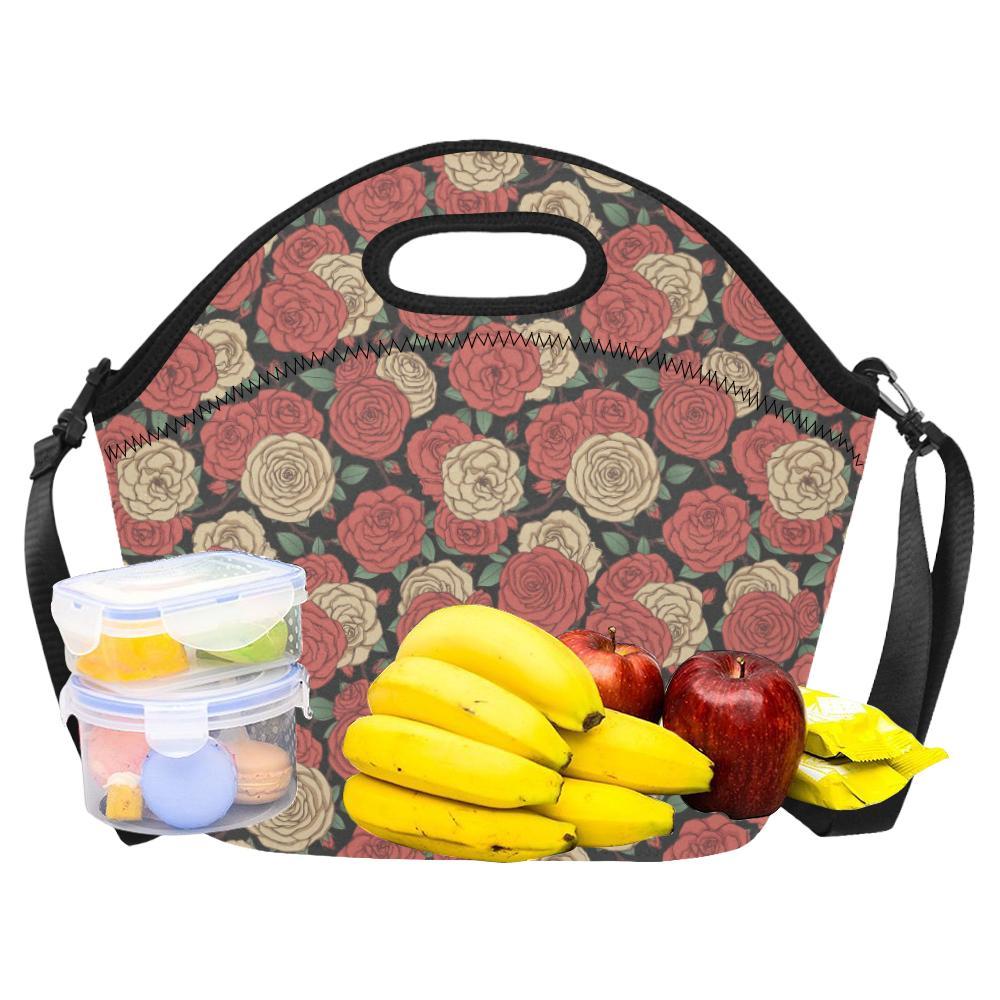 Camellia Pattern Print Design CM01 Neoprene Lunch Bag-JorJune