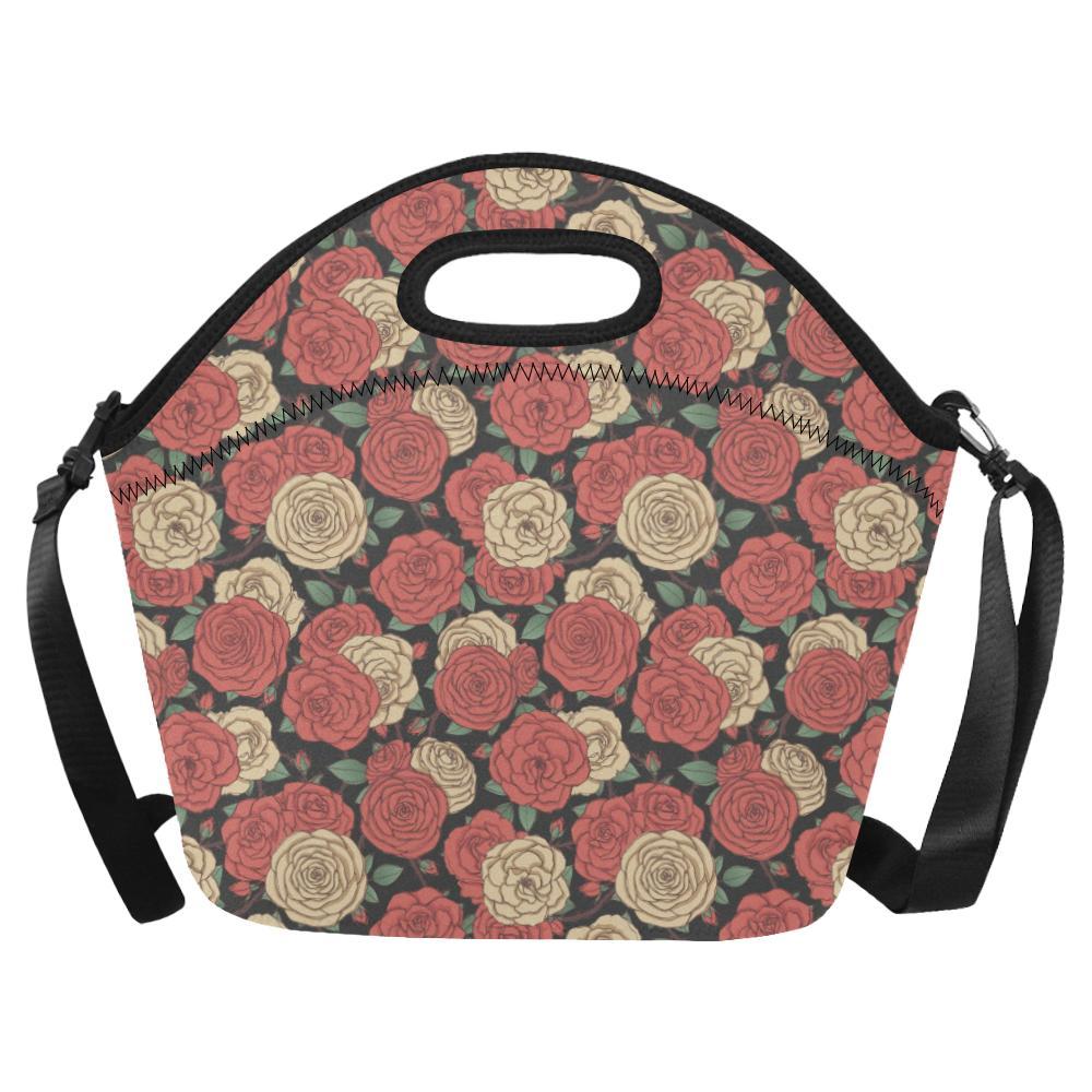 Camellia Pattern Print Design CM01 Neoprene Lunch Bag-JorJune