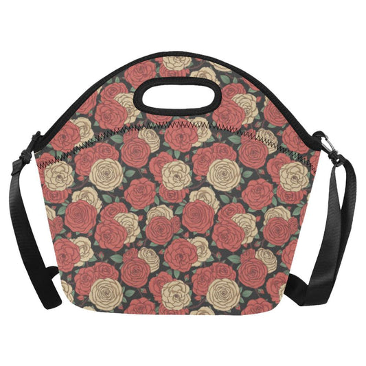 Camellia Pattern Print Design CM01 Neoprene Lunch Bag-JorJune