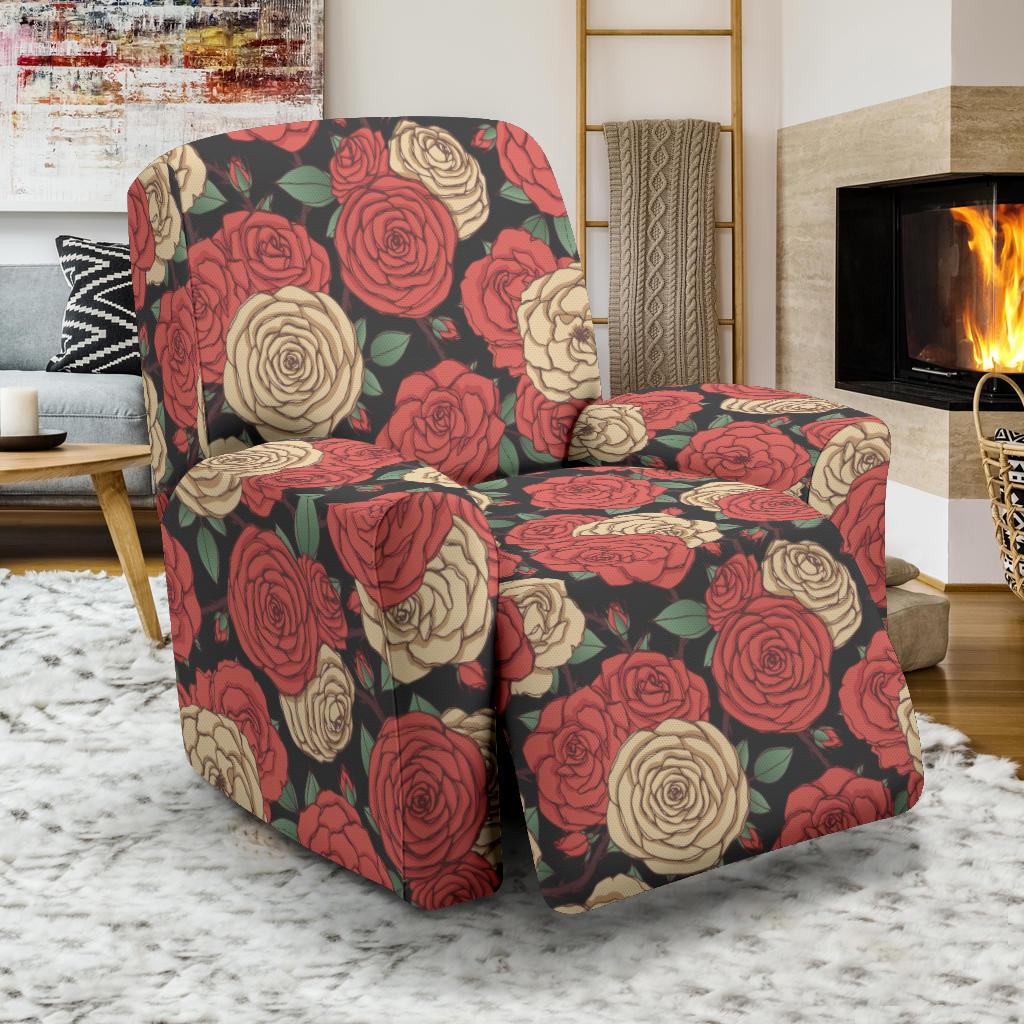 Camellia Pattern Print Design CM01 Recliner Slipcover-JORJUNE.COM