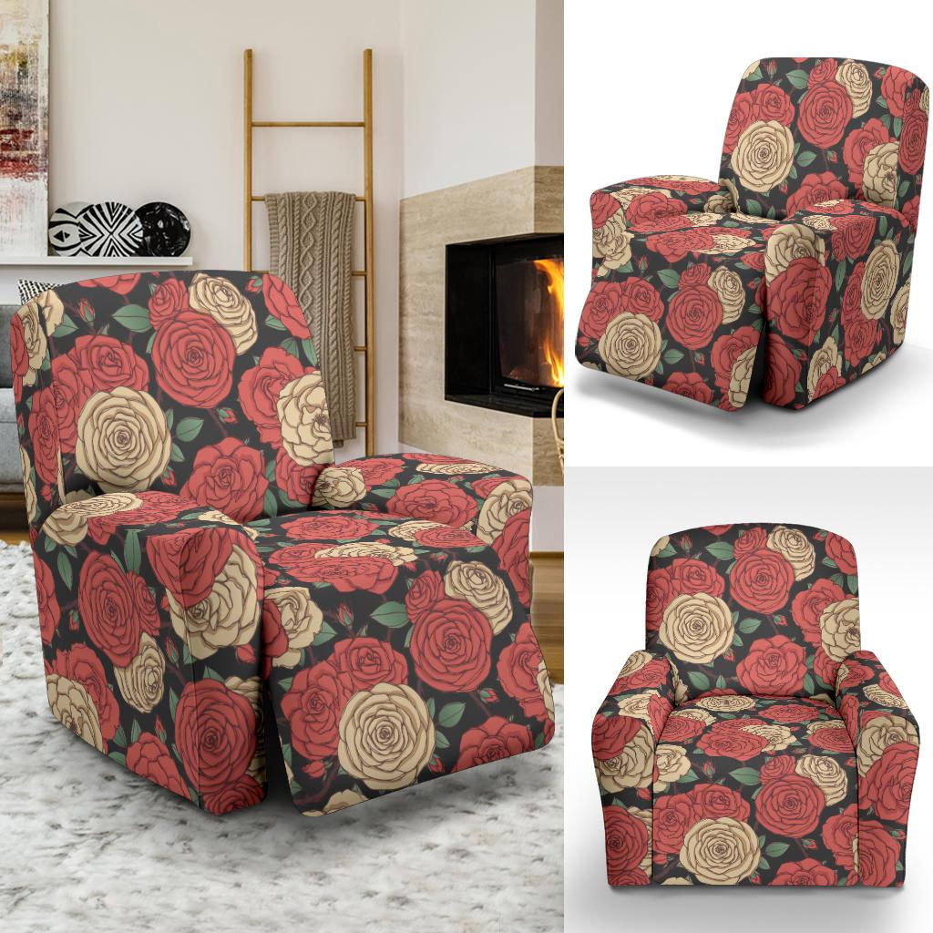 Camellia Pattern Print Design CM01 Recliner Slipcover-JORJUNE.COM