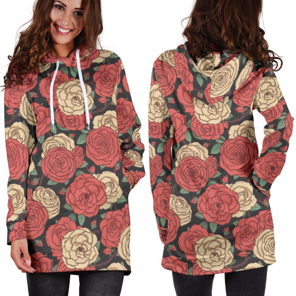 Camellia Pattern Print Design CM01 Women Hoodie Dress