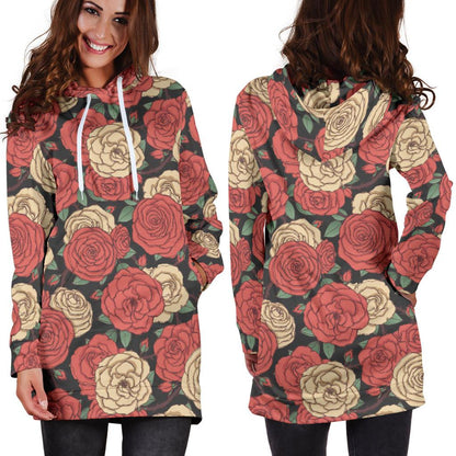 Camellia Pattern Print Design CM01 Women Hoodie Dress