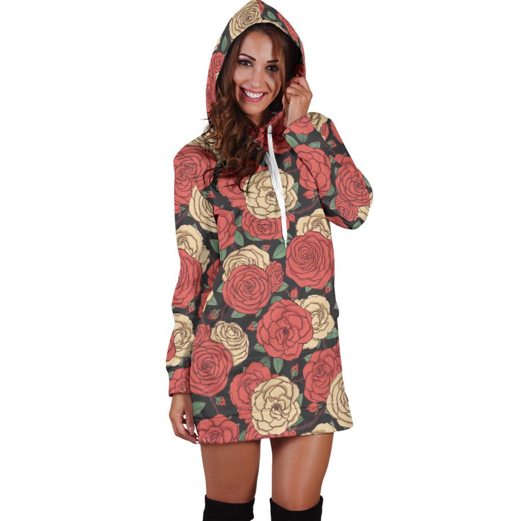 Camellia Pattern Print Design CM01 Women Hoodie Dress