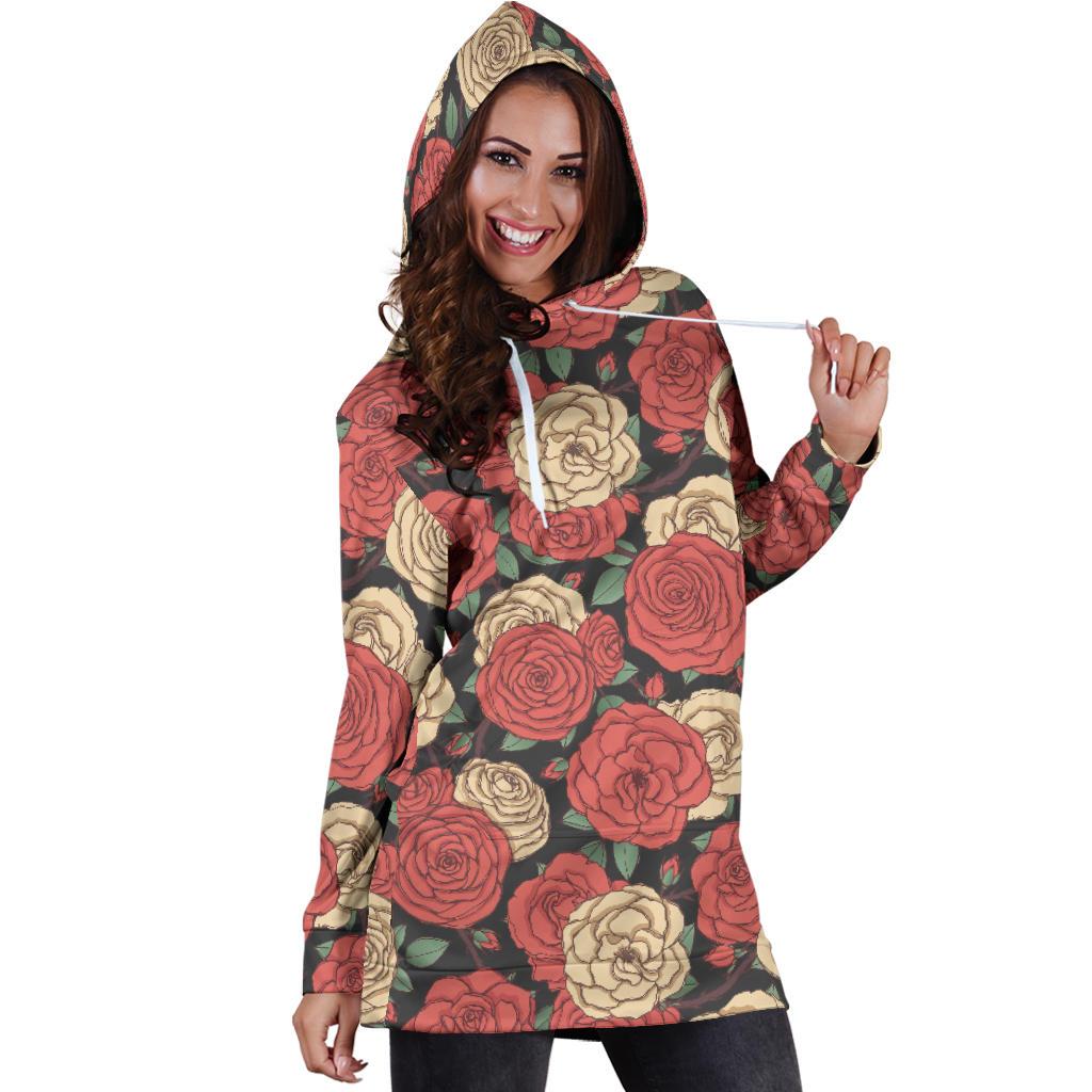 Camellia Pattern Print Design CM01 Women Hoodie Dress