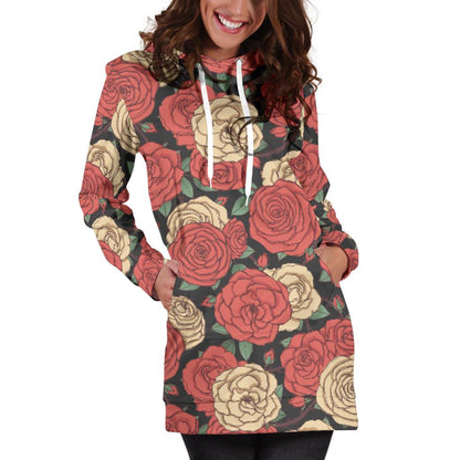 Camellia Pattern Print Design CM01 Women Hoodie Dress