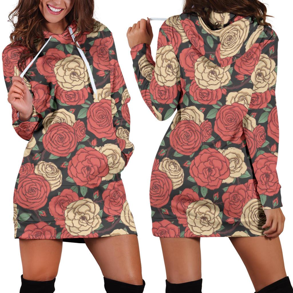 Camellia Pattern Print Design CM01 Women Hoodie Dress