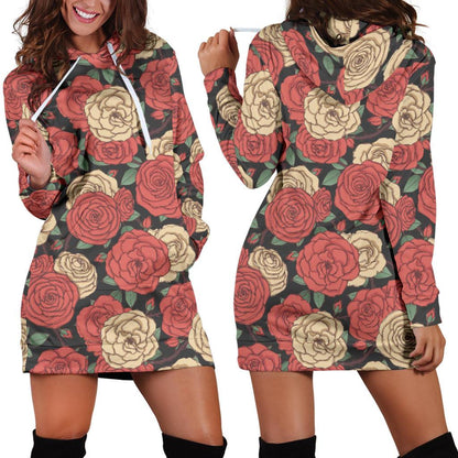 Camellia Pattern Print Design CM01 Women Hoodie Dress