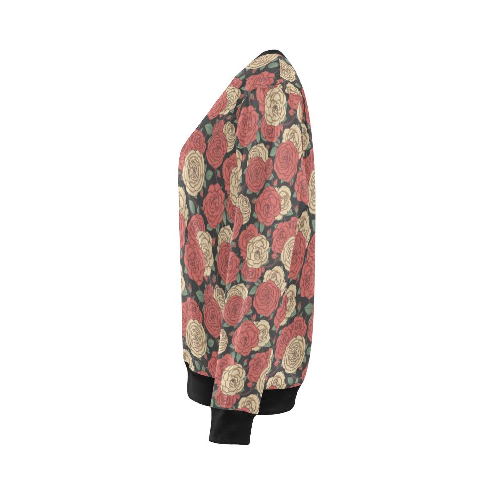 Camellia Pattern Print Design CM01 Women Long Sleeve Sweatshirt-JorJune
