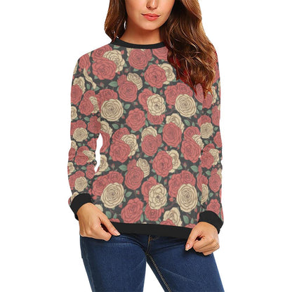 Camellia Pattern Print Design CM01 Women Long Sleeve Sweatshirt-JorJune