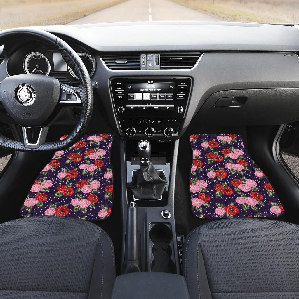 Camellia Pattern Print Design CM02 Car Floor Mats-JorJune