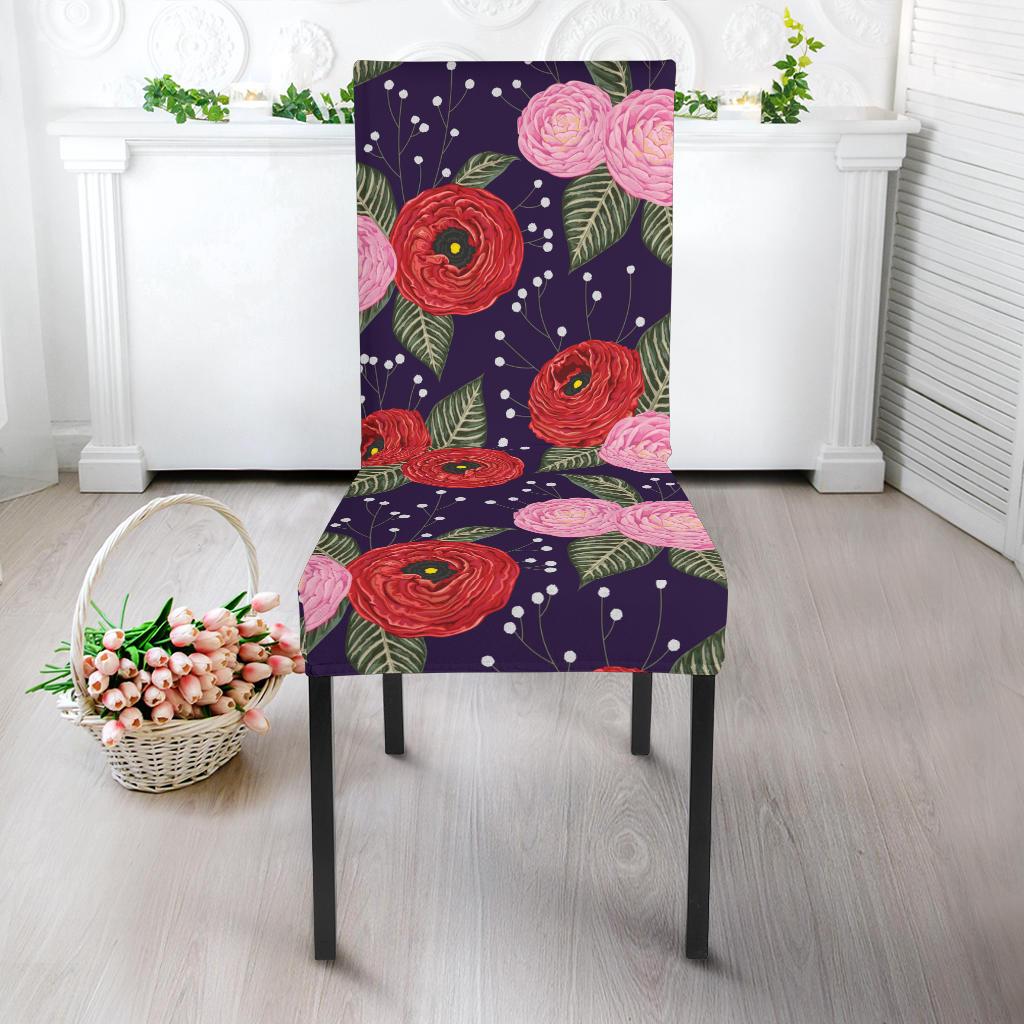 Camellia Pattern Print Design CM02 Dining Chair Slipcover-JORJUNE.COM