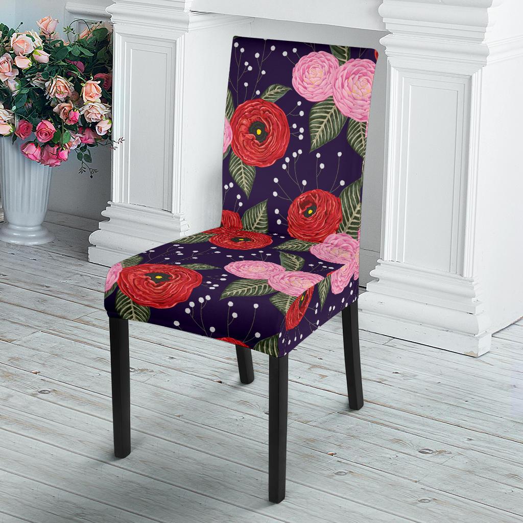 Camellia Pattern Print Design CM02 Dining Chair Slipcover-JORJUNE.COM