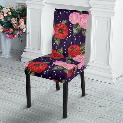Camellia Pattern Print Design CM02 Dining Chair Slipcover-JORJUNE.COM