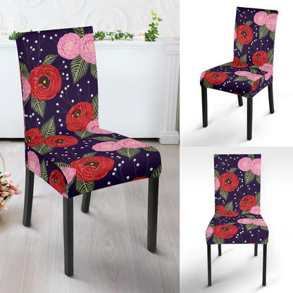 Camellia Pattern Print Design CM02 Dining Chair Slipcover-JORJUNE.COM