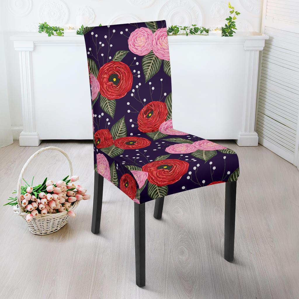 Camellia Pattern Print Design CM02 Dining Chair Slipcover-JORJUNE.COM