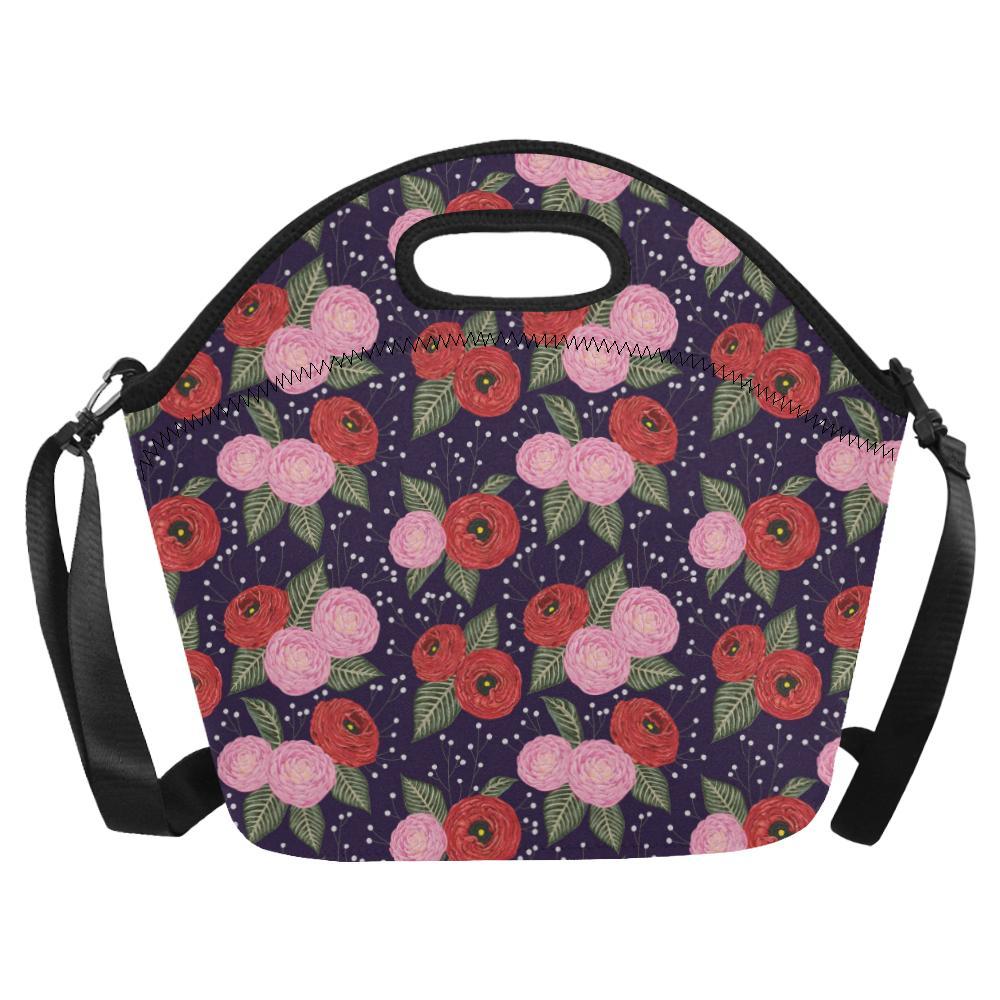 Camellia Pattern Print Design CM02 Neoprene Lunch Bag-JorJune