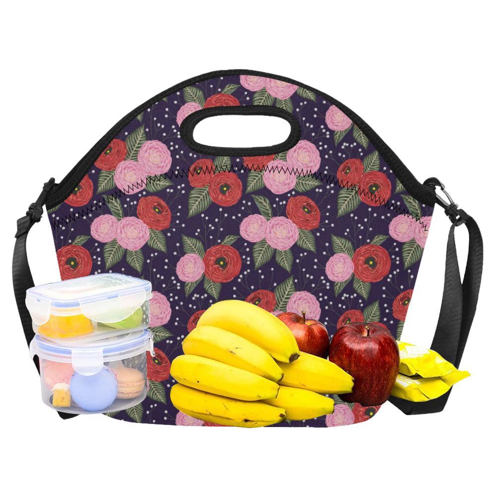 Camellia Pattern Print Design CM02 Neoprene Lunch Bag-JorJune