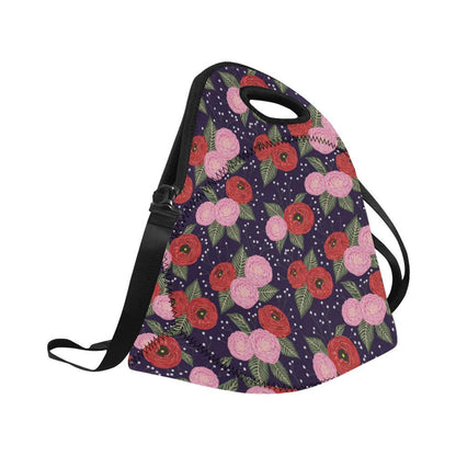 Camellia Pattern Print Design CM02 Neoprene Lunch Bag-JorJune