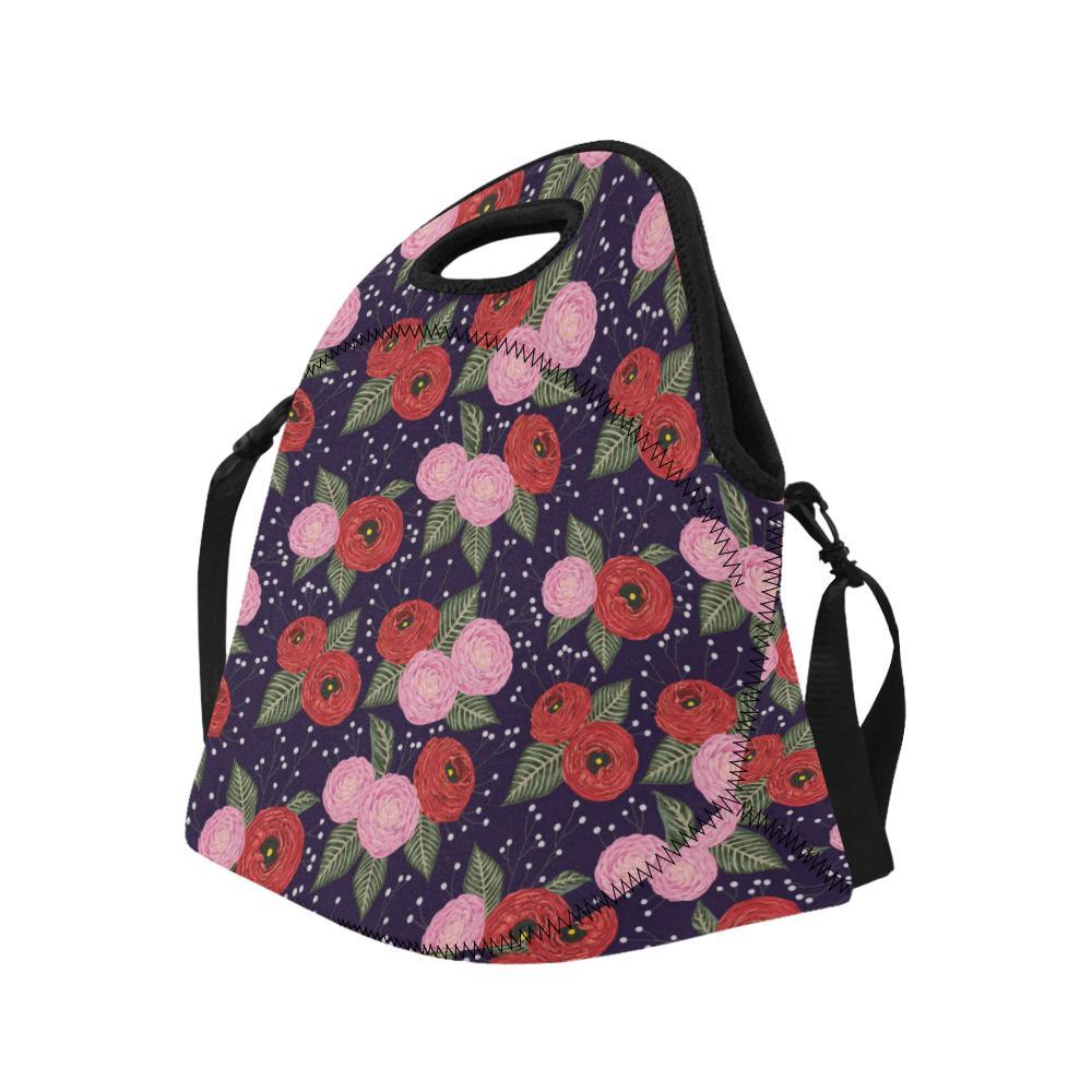 Camellia Pattern Print Design CM02 Neoprene Lunch Bag-JorJune