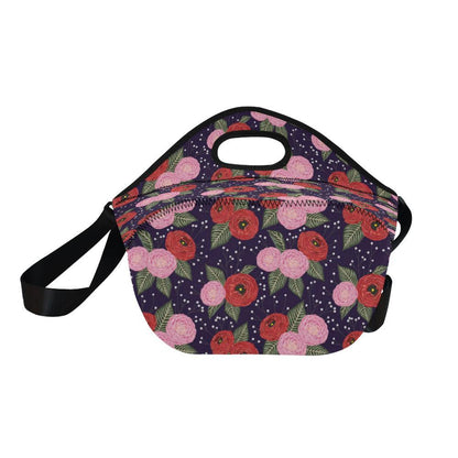 Camellia Pattern Print Design CM02 Neoprene Lunch Bag-JorJune
