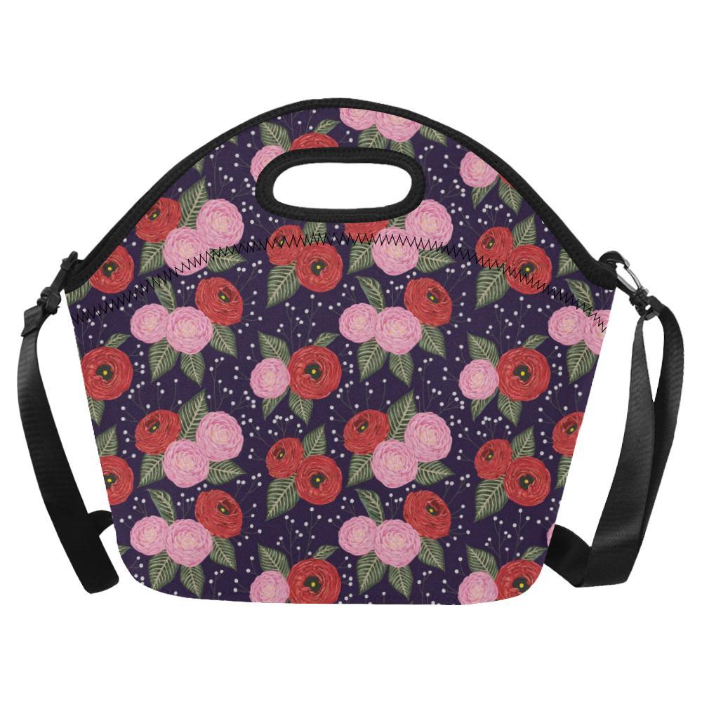 Camellia Pattern Print Design CM02 Neoprene Lunch Bag-JorJune