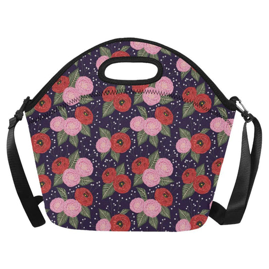 Camellia Pattern Print Design CM02 Neoprene Lunch Bag-JorJune