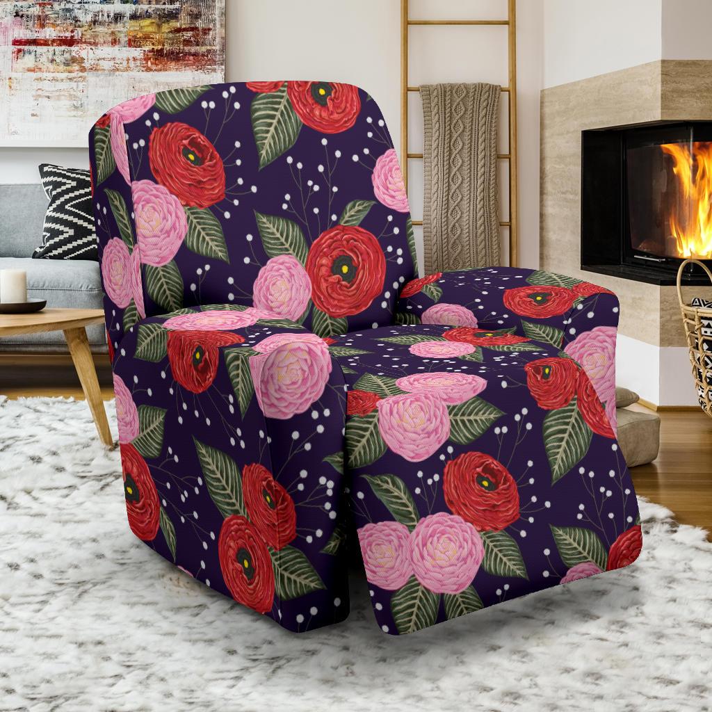 Camellia Pattern Print Design CM02 Recliner Slipcover-JORJUNE.COM