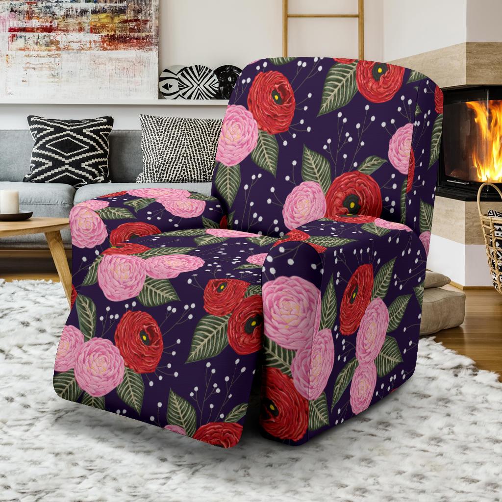 Camellia Pattern Print Design CM02 Recliner Slipcover-JORJUNE.COM