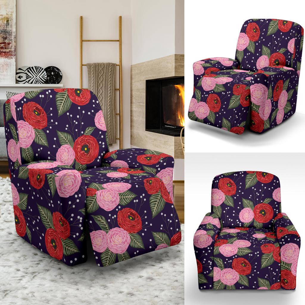 Camellia Pattern Print Design CM02 Recliner Slipcover-JORJUNE.COM
