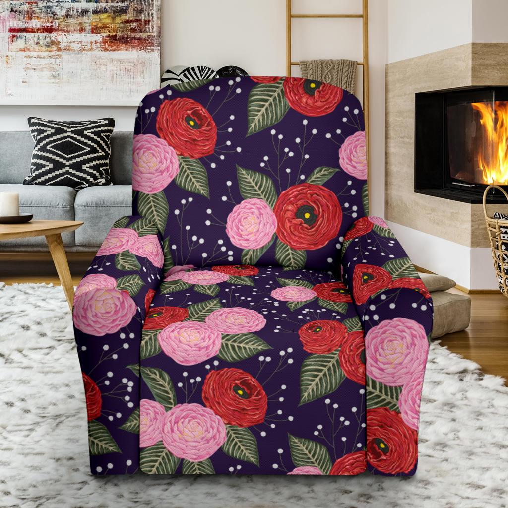 Camellia Pattern Print Design CM02 Recliner Slipcover-JORJUNE.COM