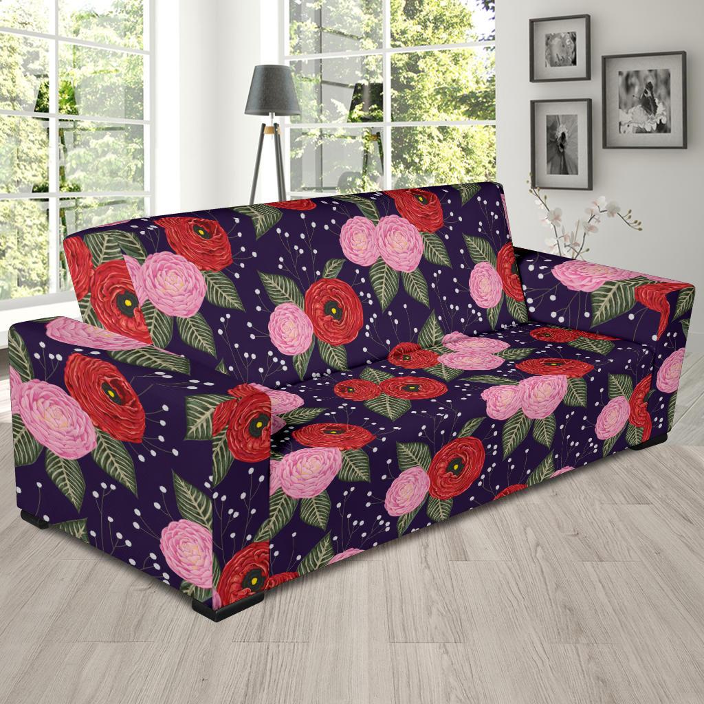 Camellia Pattern Print Design CM02 Sofa Slipcover-JORJUNE.COM